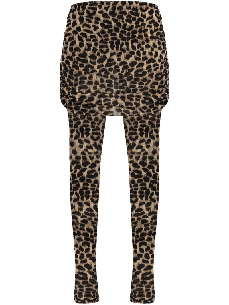 Blumarine leopard-print wool leggings - Brown von Blumarine