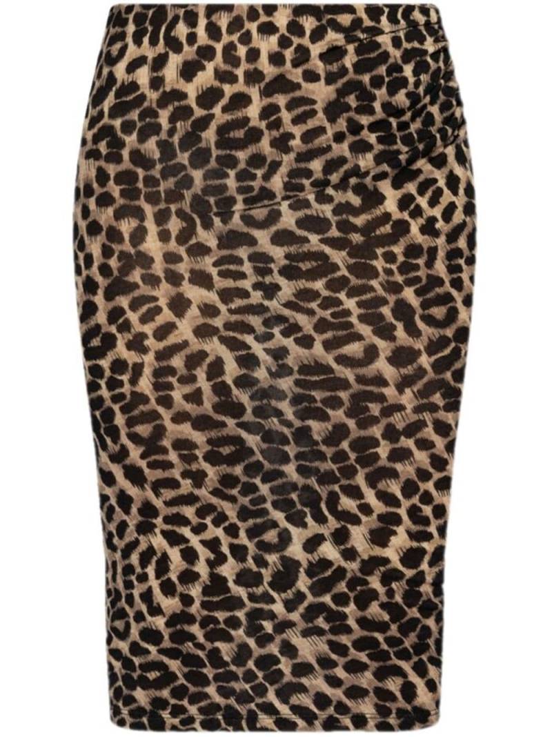 Blumarine leopard-print wool midi skirt - Brown von Blumarine