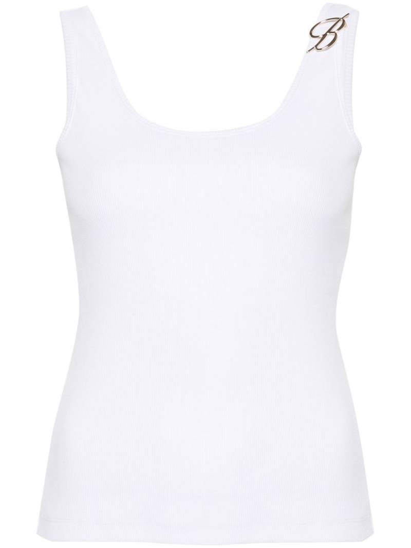 Blumarine logo-appliqué ribbed tank top - White von Blumarine