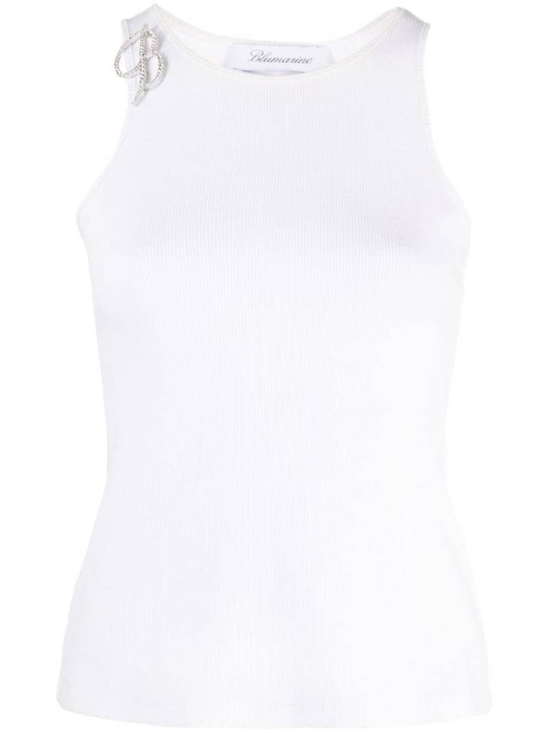 Blumarine 2T059A CANOTTA COSTINASPIL CRYSTAL BROACH TANK WHITE von Blumarine