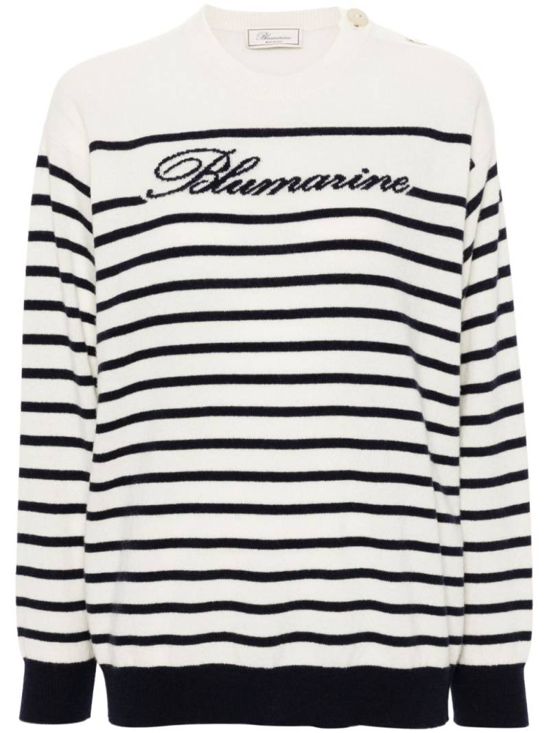 Blumarine logo-intarsia sweater - Neutrals von Blumarine