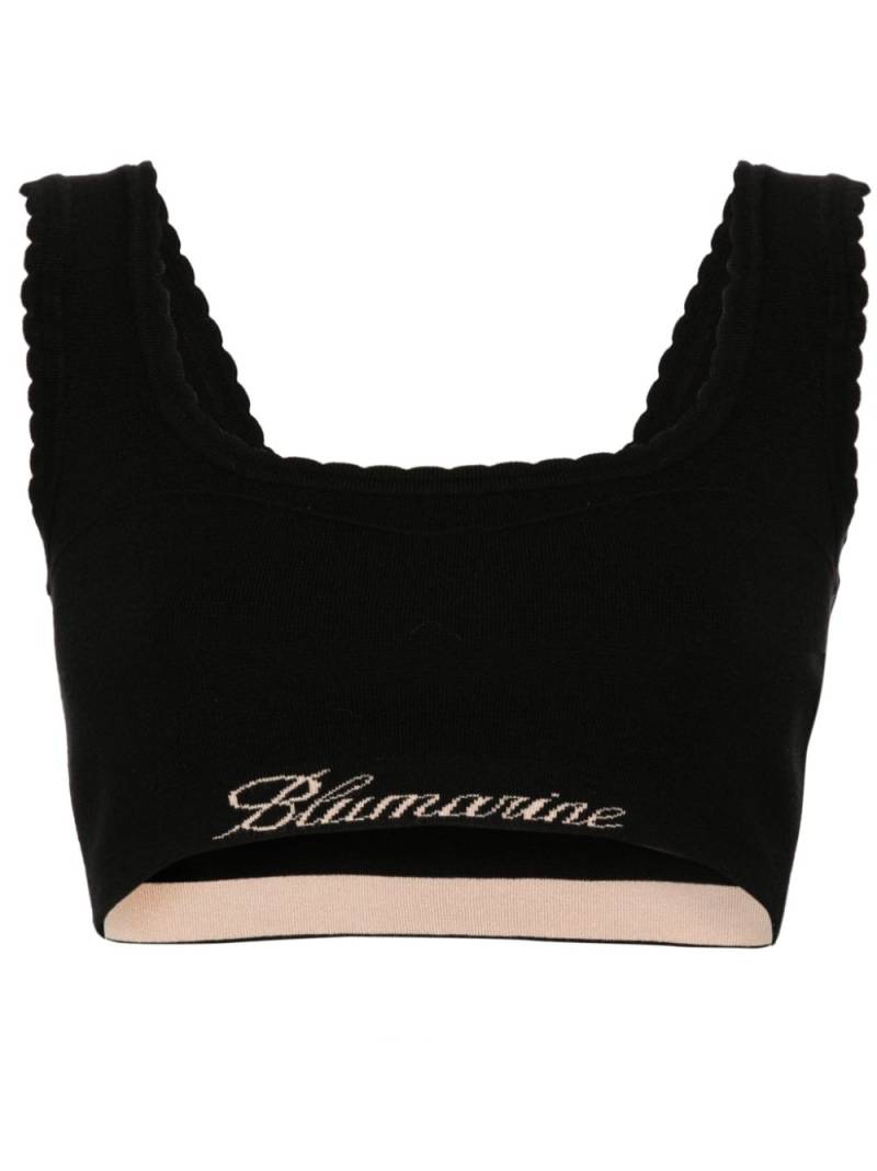 Blumarine logo-jacquard crop top - Black von Blumarine