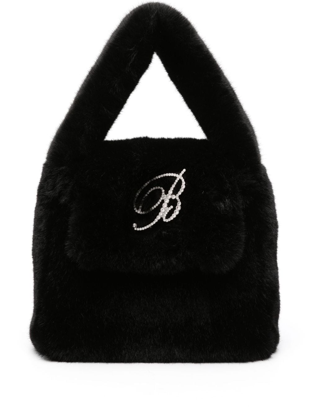 Blumarine logo-lettering textured-finish tote bag - Black von Blumarine