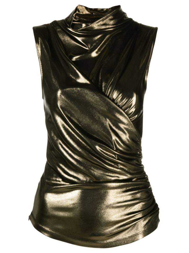 Blumarine metallic-finish gathering-detail blouse - Gold von Blumarine