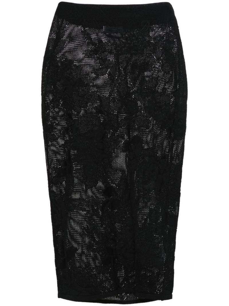 Blumarine open-knit midi skirt - Black von Blumarine