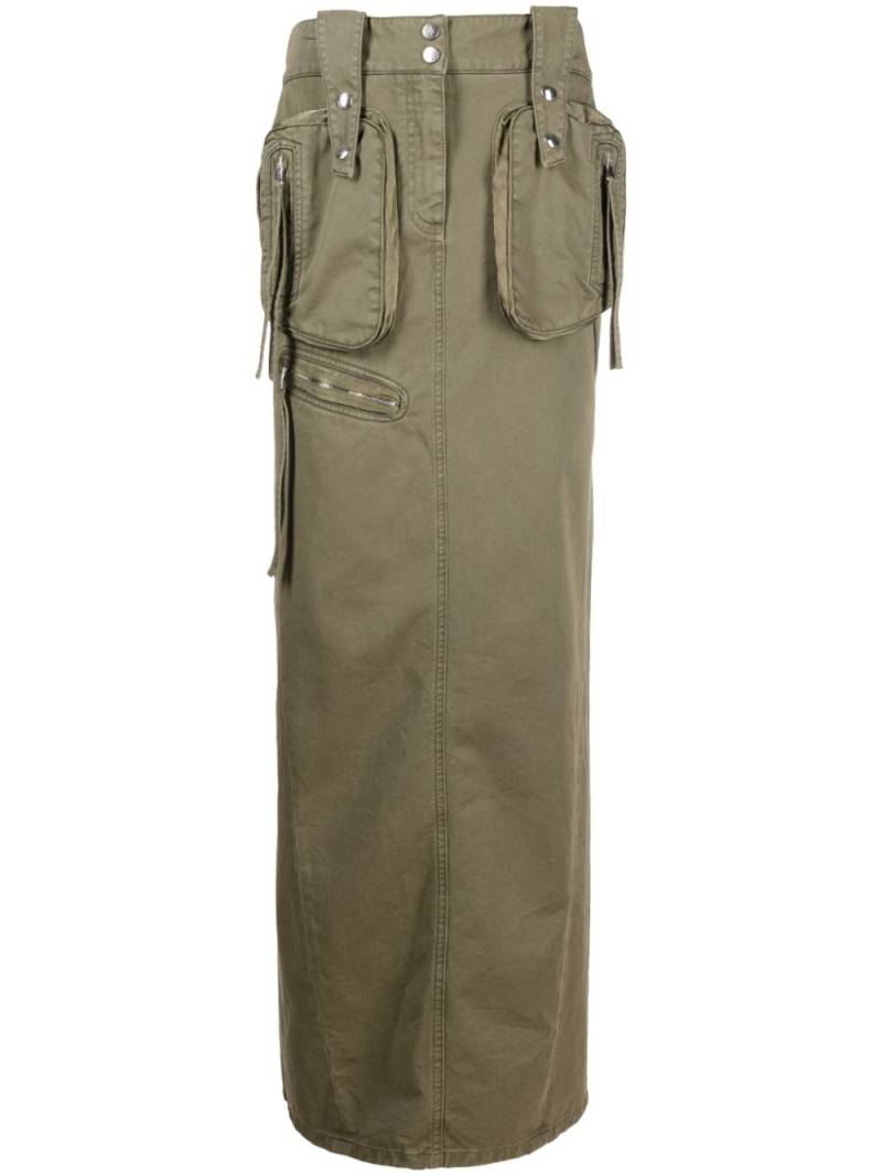 Blumarine patch-pockets cotton long skirt - Green von Blumarine