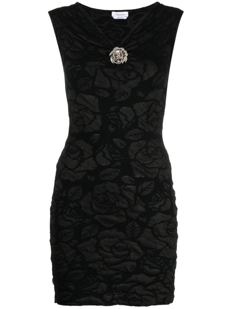 Blumarine patterned-jacquard V-neck dress - Black von Blumarine