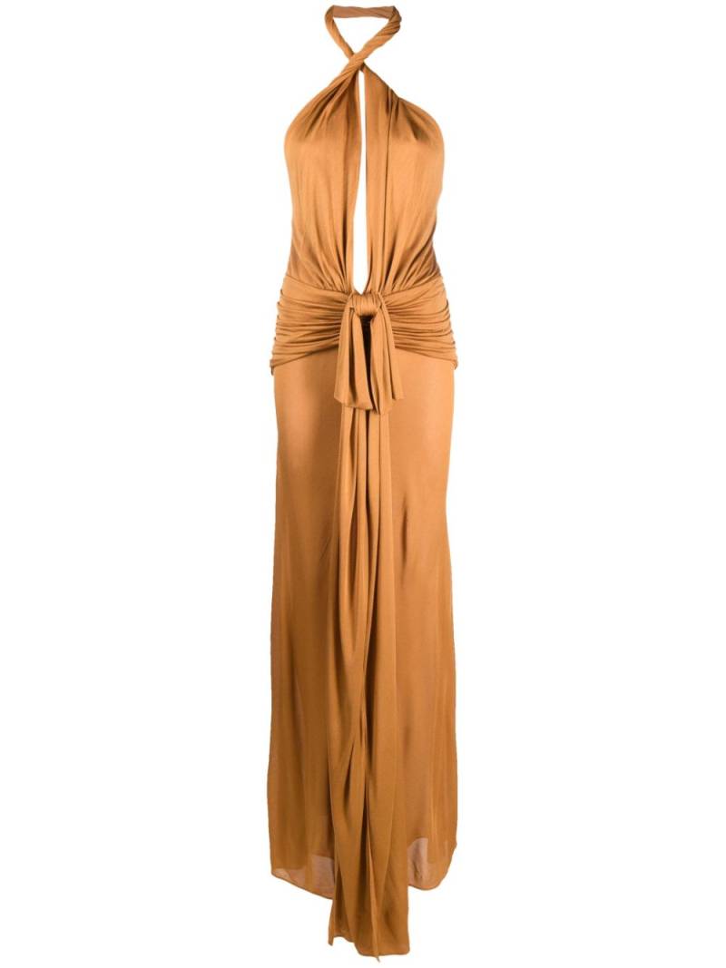 Blumarine plunging V-neck draped gown - Orange von Blumarine