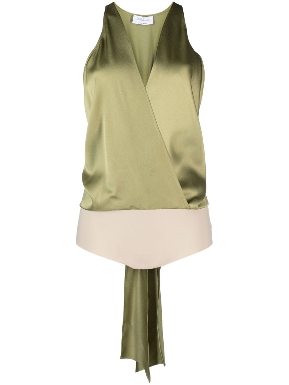 Blumarine plunging V-neck satin-finish body - Green von Blumarine