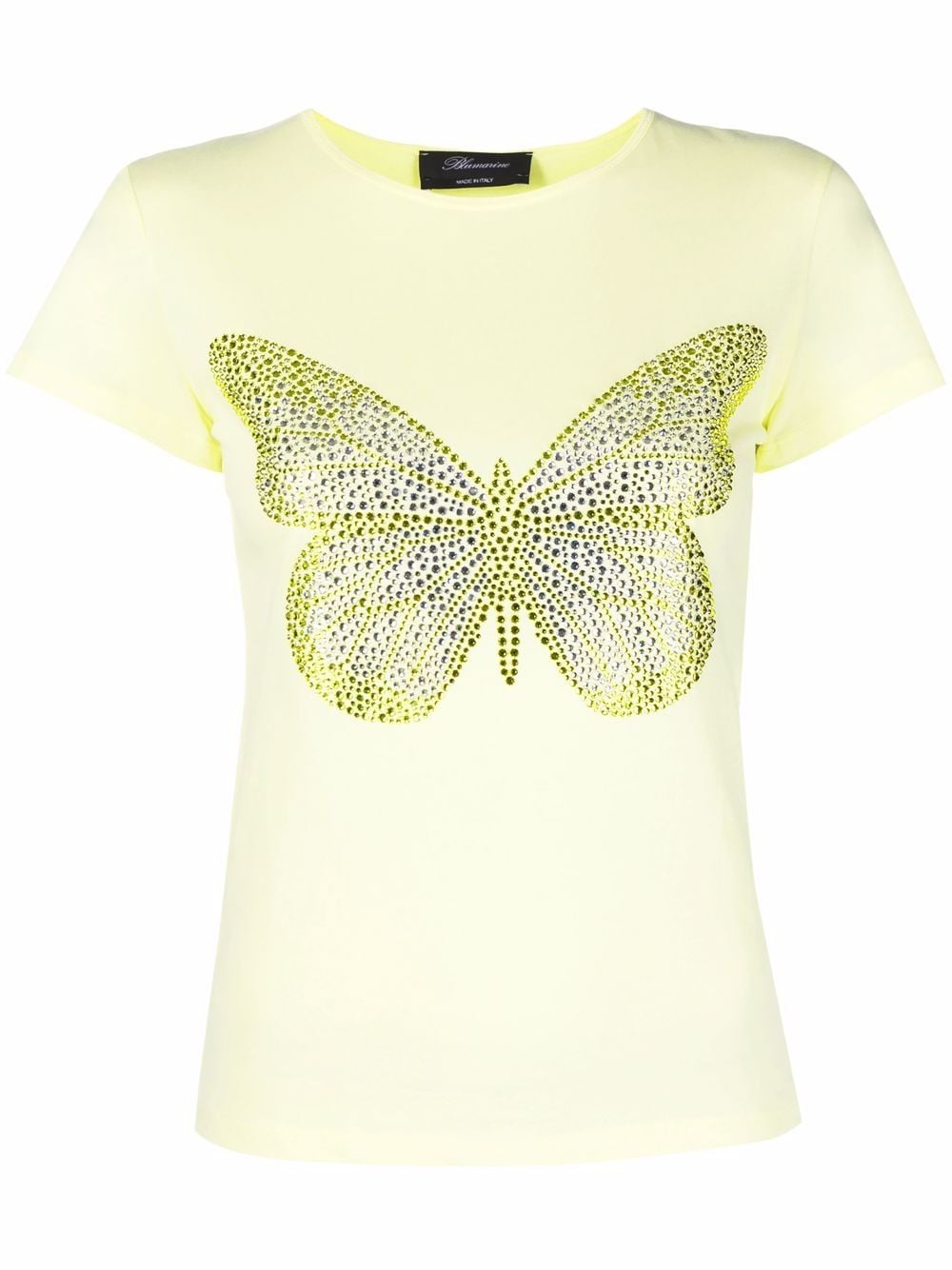 Blumarine rhinestone-embellished butterfly-motif T-shirt - Yellow von Blumarine