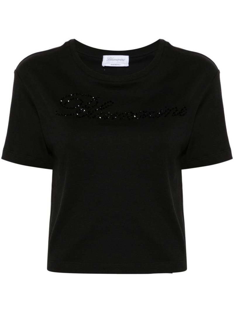 Blumarine rhinestone-embellished cotton T-shirt - Black von Blumarine