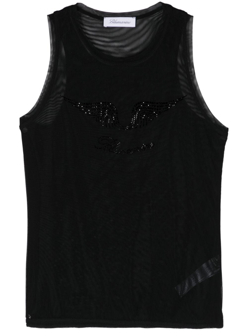 Blumarine rhinestone-embellished mesh tank top - Black von Blumarine