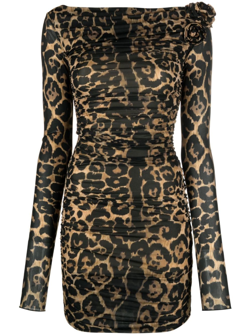 Blumarine rose-appliqué leopard-print dress - Black von Blumarine