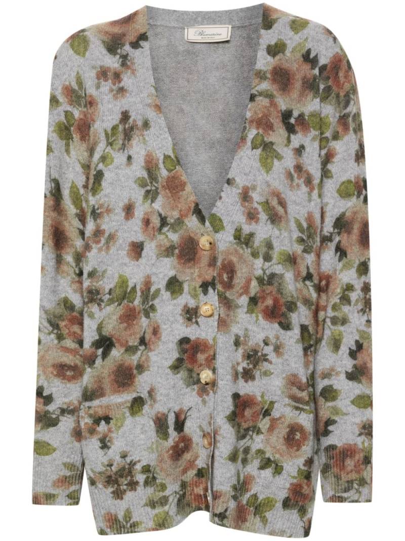 Blumarine rose-print cardigan - Grey von Blumarine