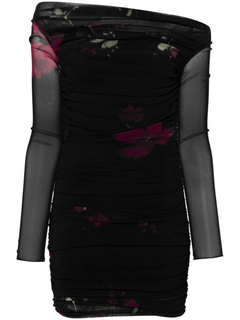 Blumarine rose-print tulle mini dress - Black von Blumarine