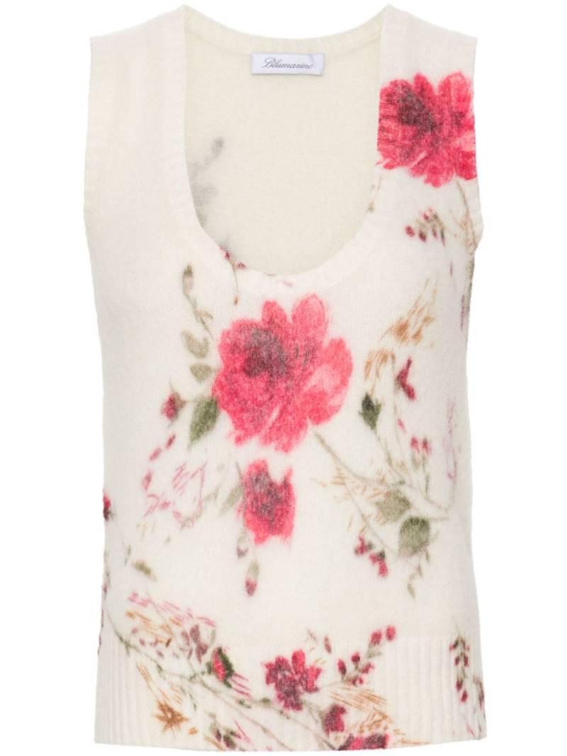 Blumarine roses-print tank top - White von Blumarine