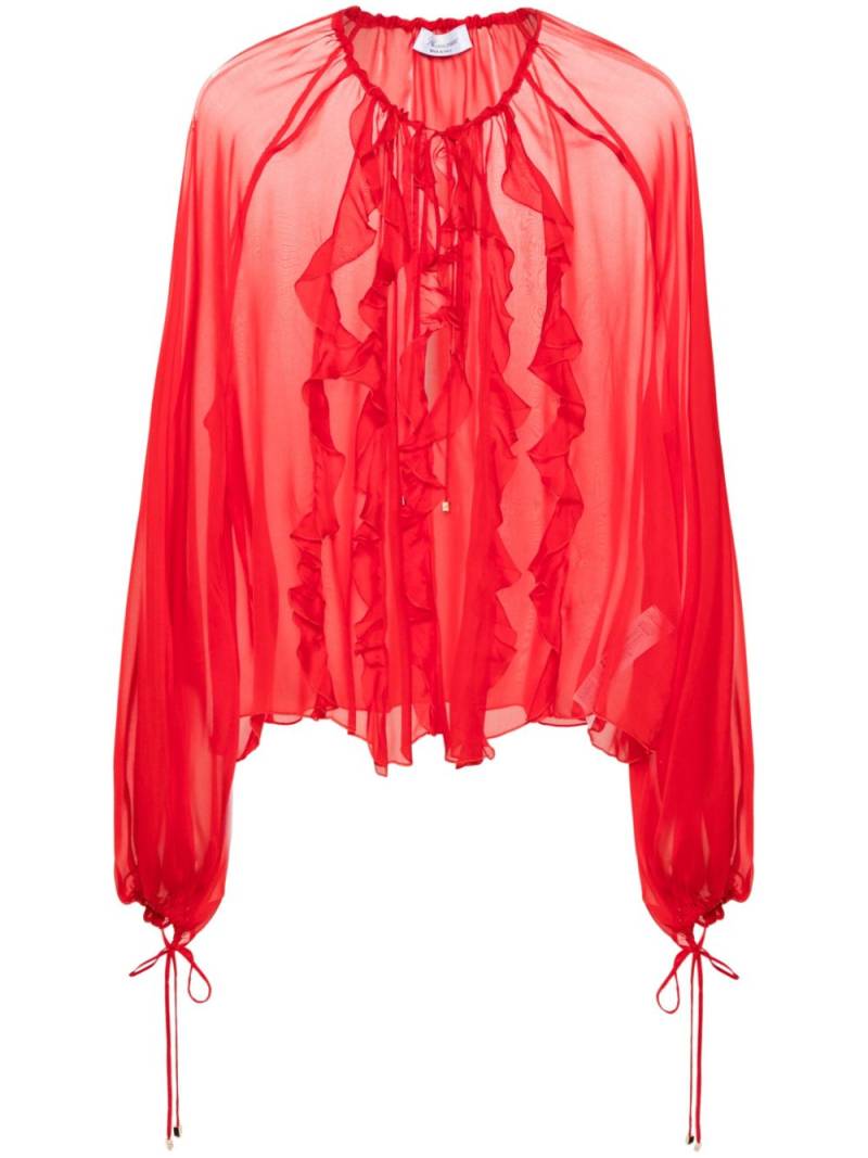 Blumarine ruffle-detail silk blouse - Red von Blumarine