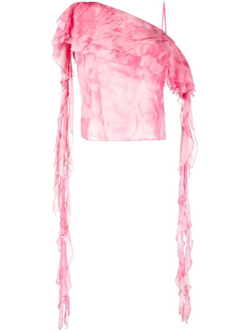 Blumarine ruffled asymmetric silk blouse - Pink von Blumarine