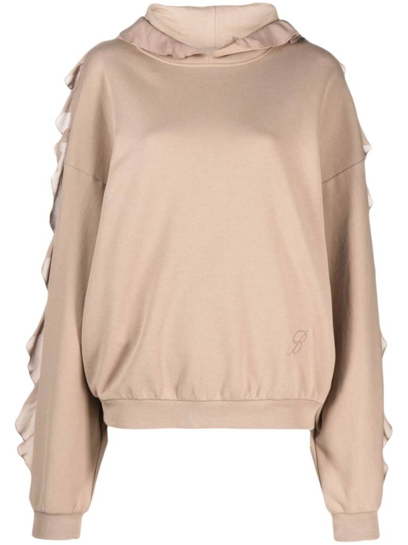 Blumarine ruffled cotton hoodie - Brown von Blumarine