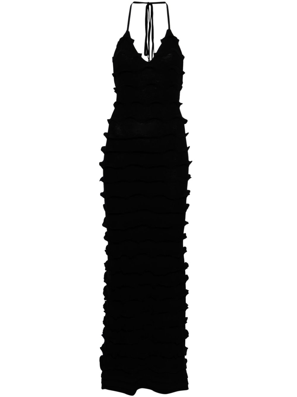 Blumarine ruffled knitted maxi dress - Black von Blumarine