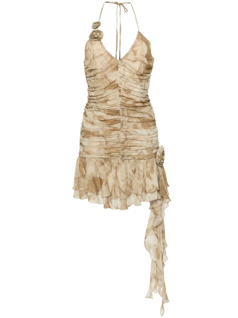 Blumarine ruffled python-print minidress - Neutrals von Blumarine