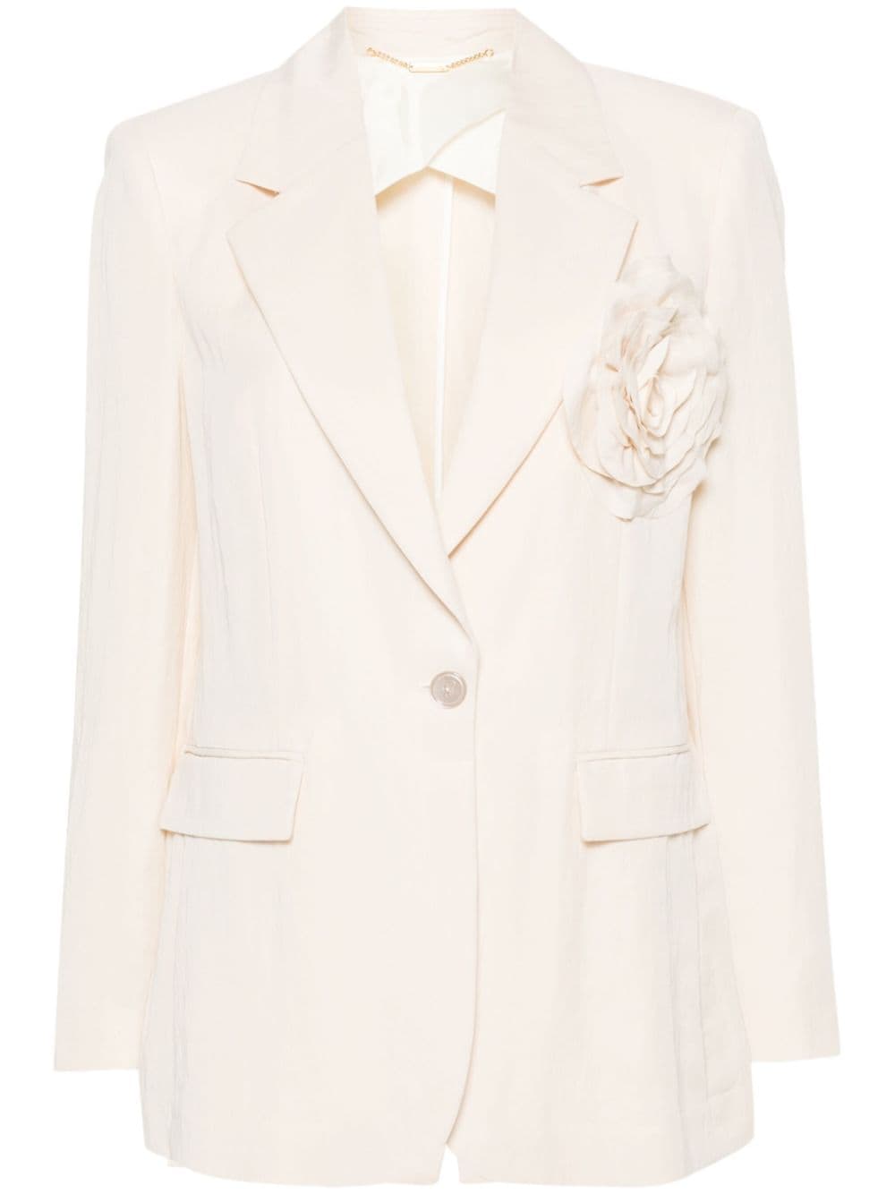 Blumarine single-breasted floral-appliqué blazer - Neutrals von Blumarine