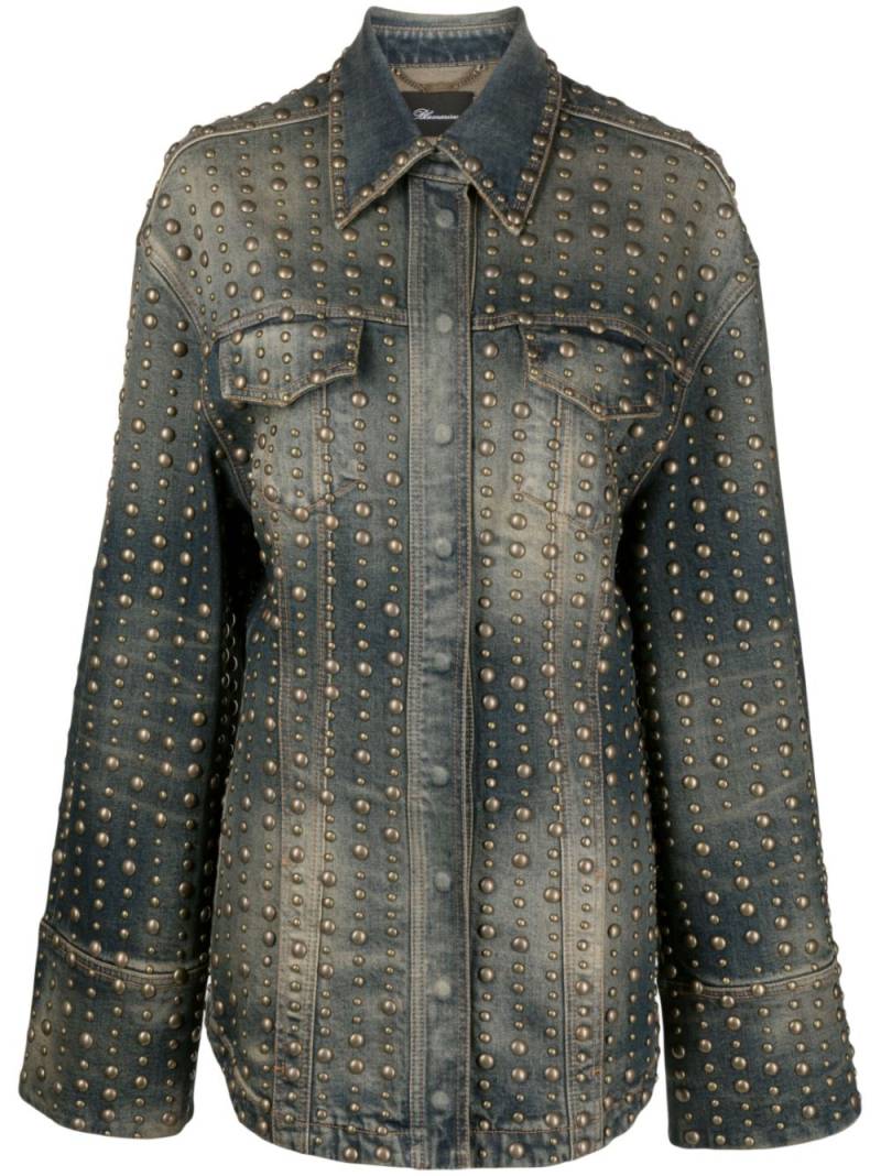 Blumarine stud-design old-washed denim jacket - Blue von Blumarine