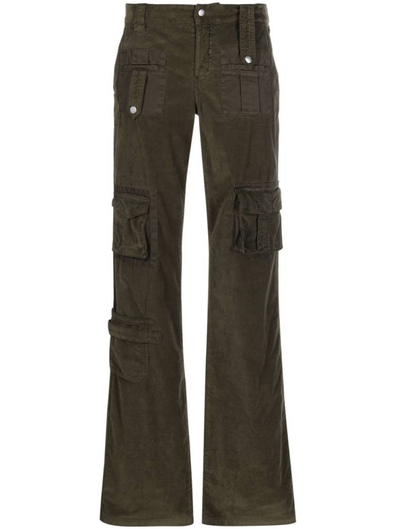 Blumarine velvet flared cargo trousers - Green von Blumarine