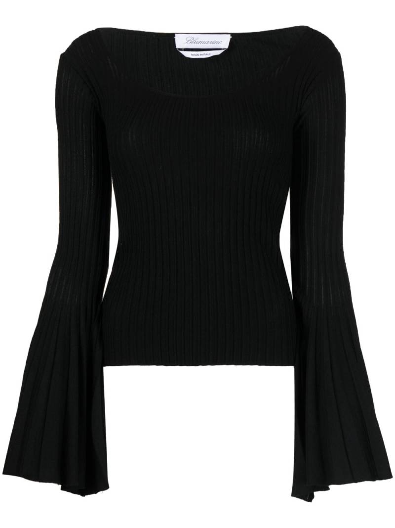 Blumarine fluted-sleeve knitted top - Black von Blumarine