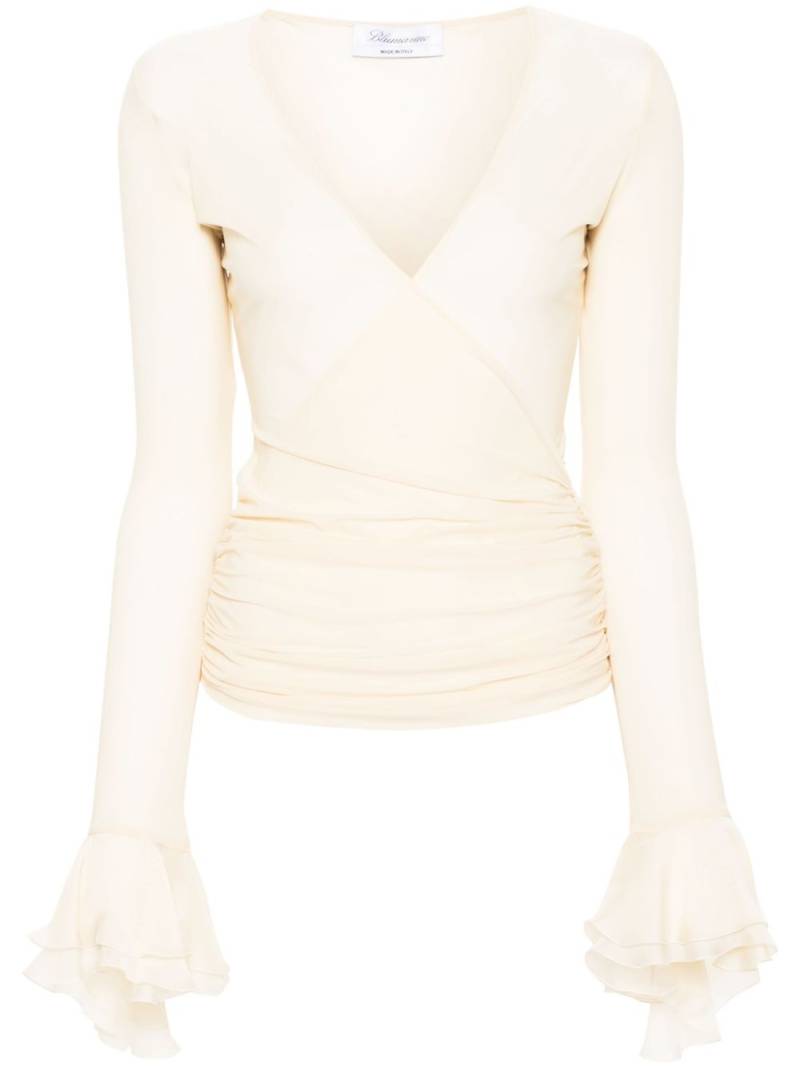 Blumarine wrap-design long-sleeve top - Neutrals von Blumarine