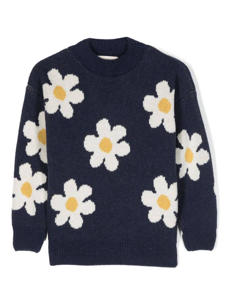 Bobo Choses Big Flower intarsia-knit jumper - Blue von Bobo Choses