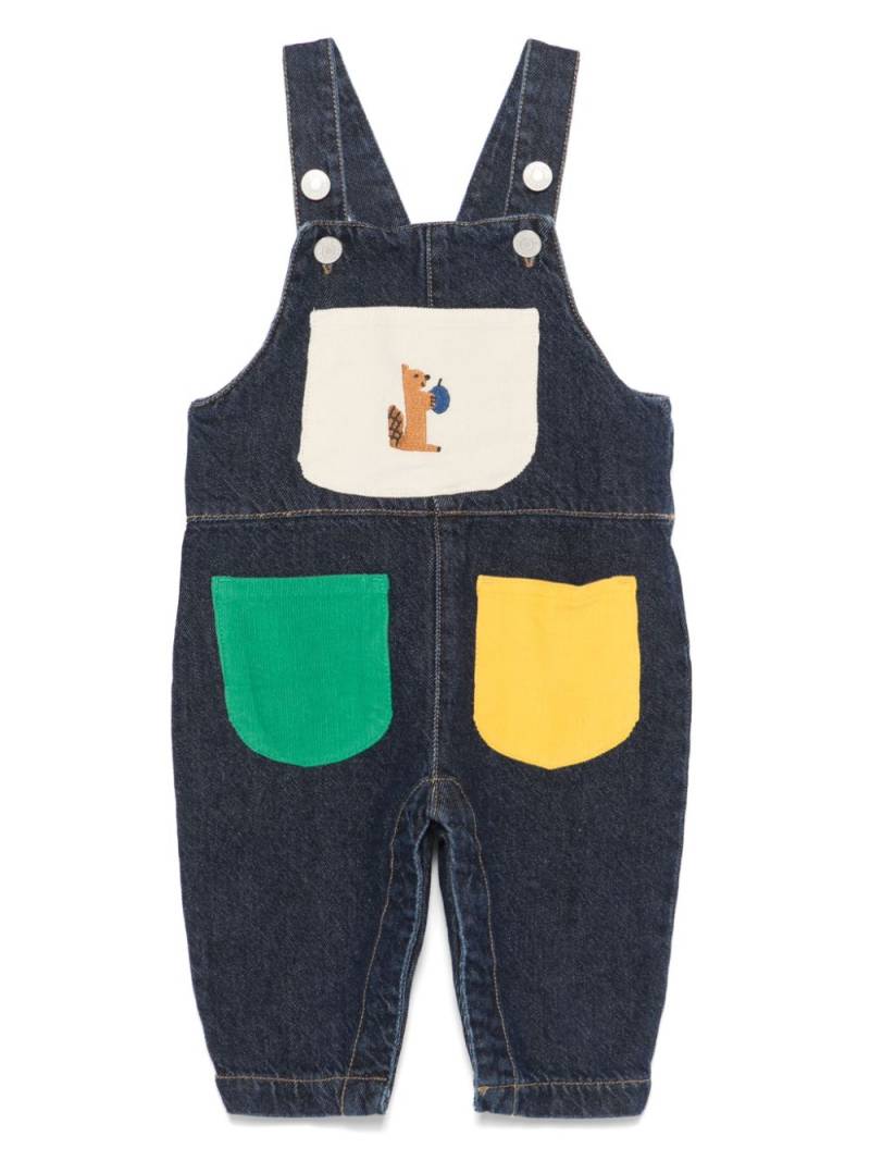 Bobo Choses Hungry Squirrel denim dungarees - Blue von Bobo Choses