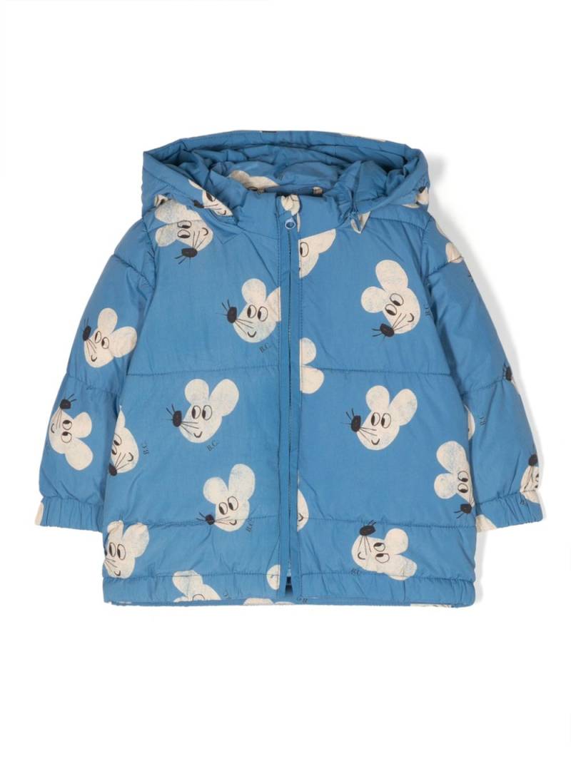 Bobo Choses Mouse All Over padded hooded jacket - Blue von Bobo Choses