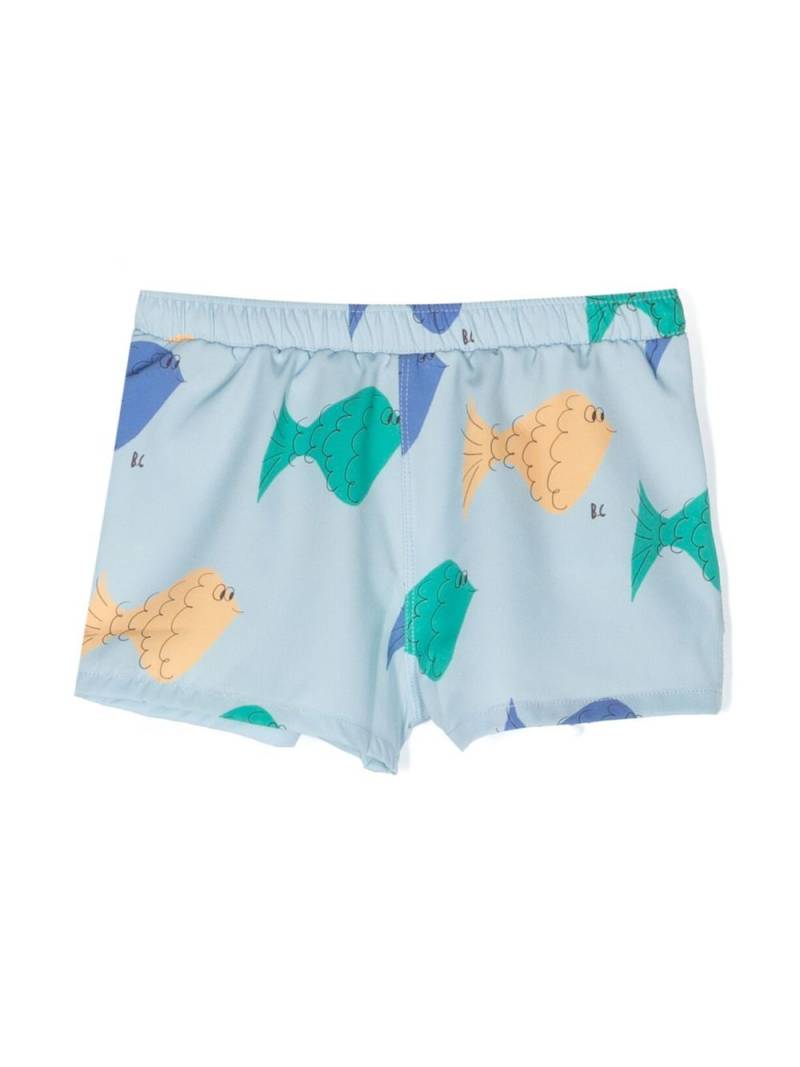 Bobo Choses fish-illustration print shorts - Blue von Bobo Choses