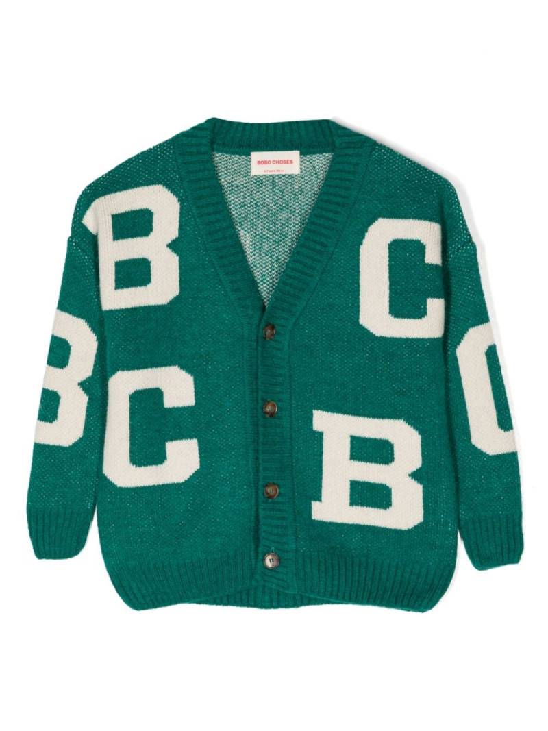 Bobo Choses logo-jacquard cardigan - Green von Bobo Choses