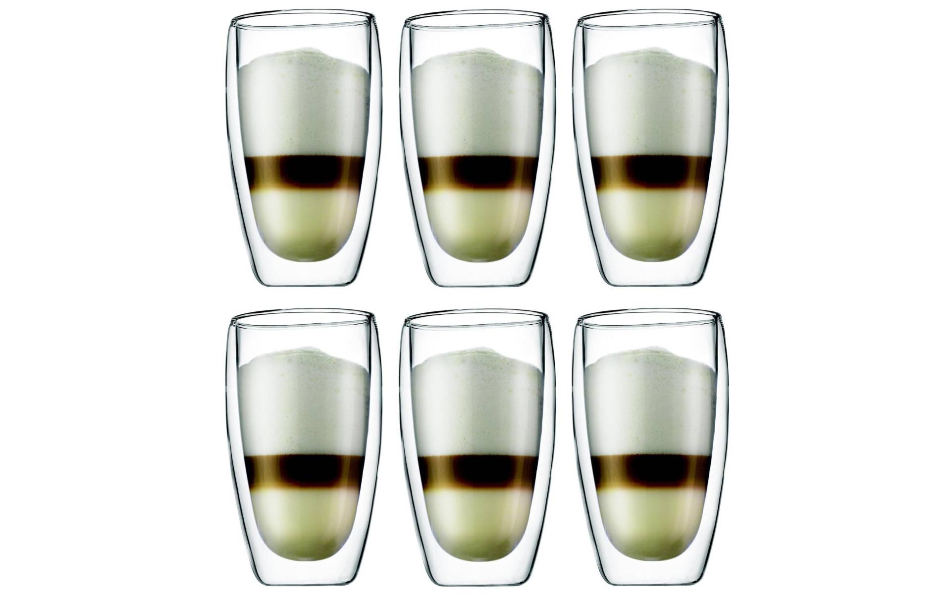 Bodum Latte-Macchiato-Glas »Kaffeeglas Pavina 4,5 dl, 6 Stück, Transparent«, (Set, 6 tlg.), 6 teilig von Bodum