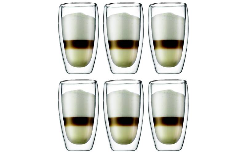 Bodum Latte-Macchiato-Glas »Kaffeeglas Pavina 4,5 dl, 6 Stück, Transparent«, (Set, 6 tlg.), 6 teilig von Bodum