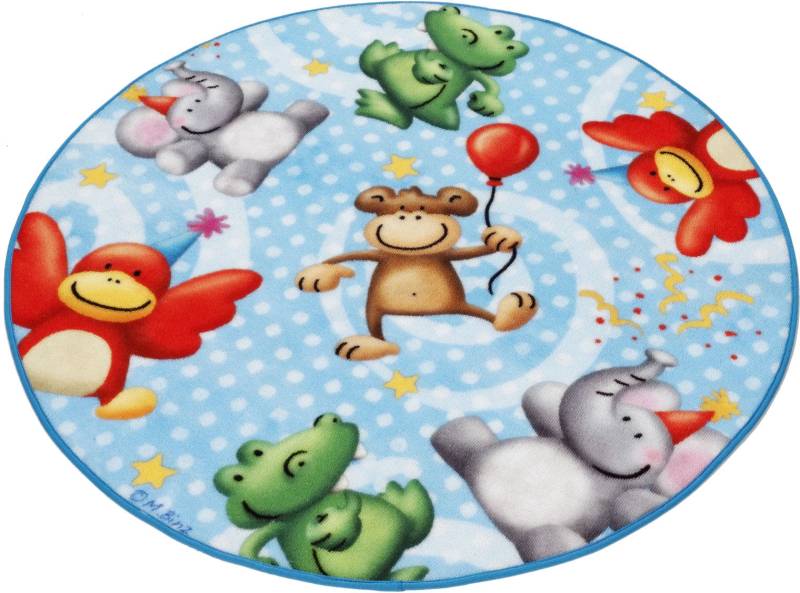 Böing Carpet Kinderteppich »Lovely Kids LK-4«, rund, 2 mm Höhe, Motiv Zootiere, Kinderzimmer von Böing Carpet