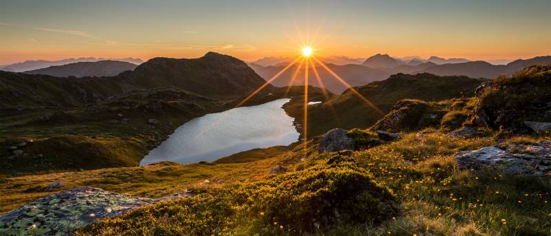 Bönninghoff Leinwandbild, Sonnenuntergang-Berge, (1 St.), BxH: 140x60 cm von Bönninghoff