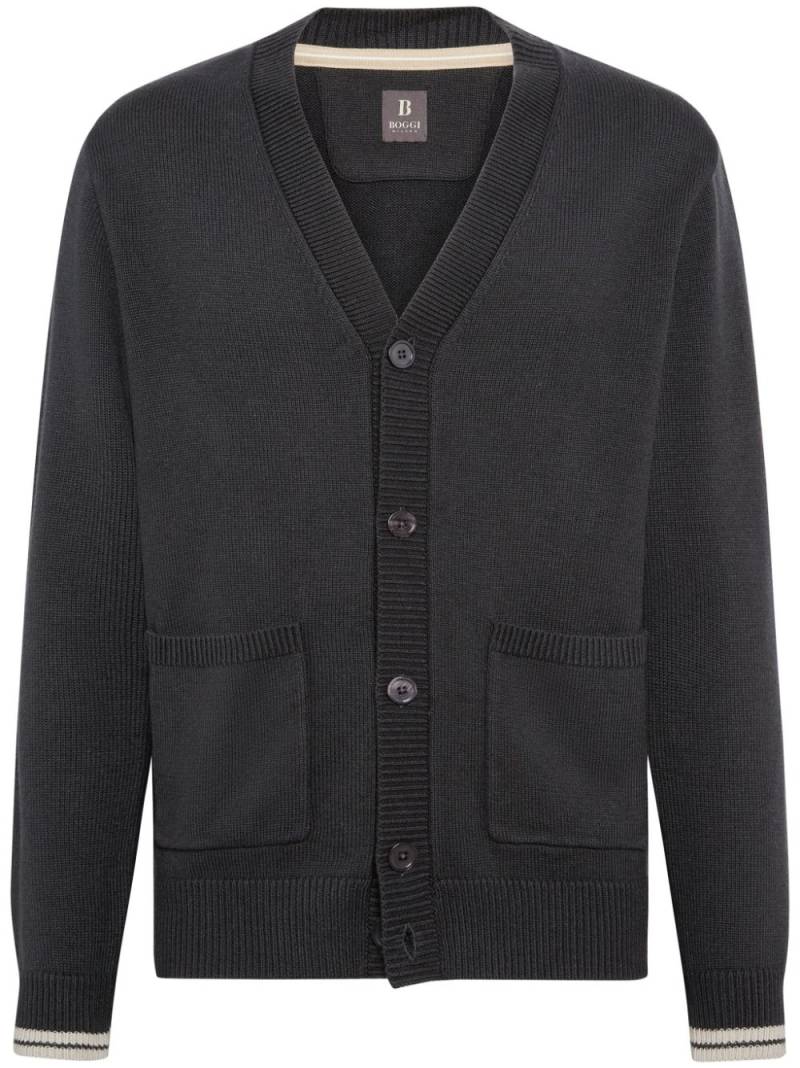 Boggi Milano Charcoal Cardigan In Organic Cotton Wool - Grey von Boggi Milano