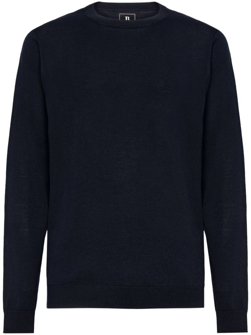 Boggi Milano Crew Neck Jumper in Superfine Merino Wool - Blue von Boggi Milano