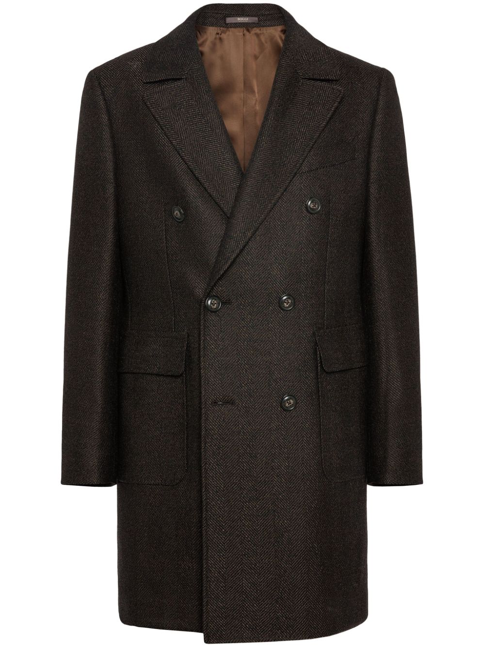 Boggi Milano wool double-breasted coat - Brown von Boggi Milano