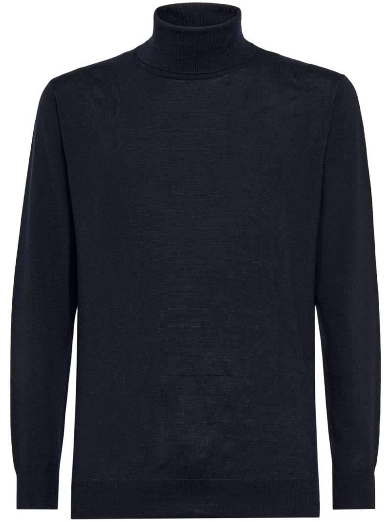 Boggi Milano Merino Wool Polo Neck Jumper - Blue von Boggi Milano