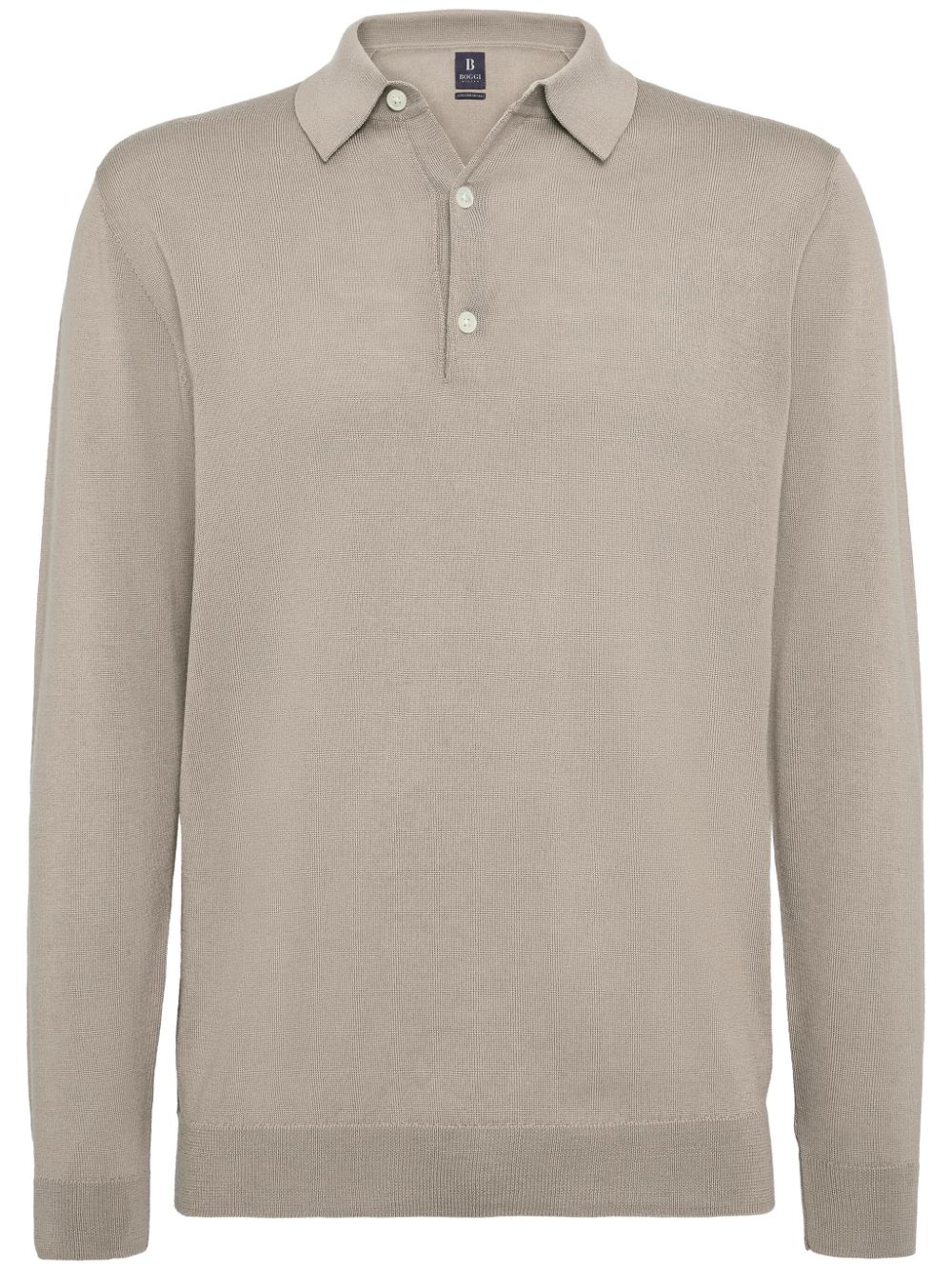 Boggi Milano Sand Merino Wool Knitted Polo Shirt - Neutrals von Boggi Milano