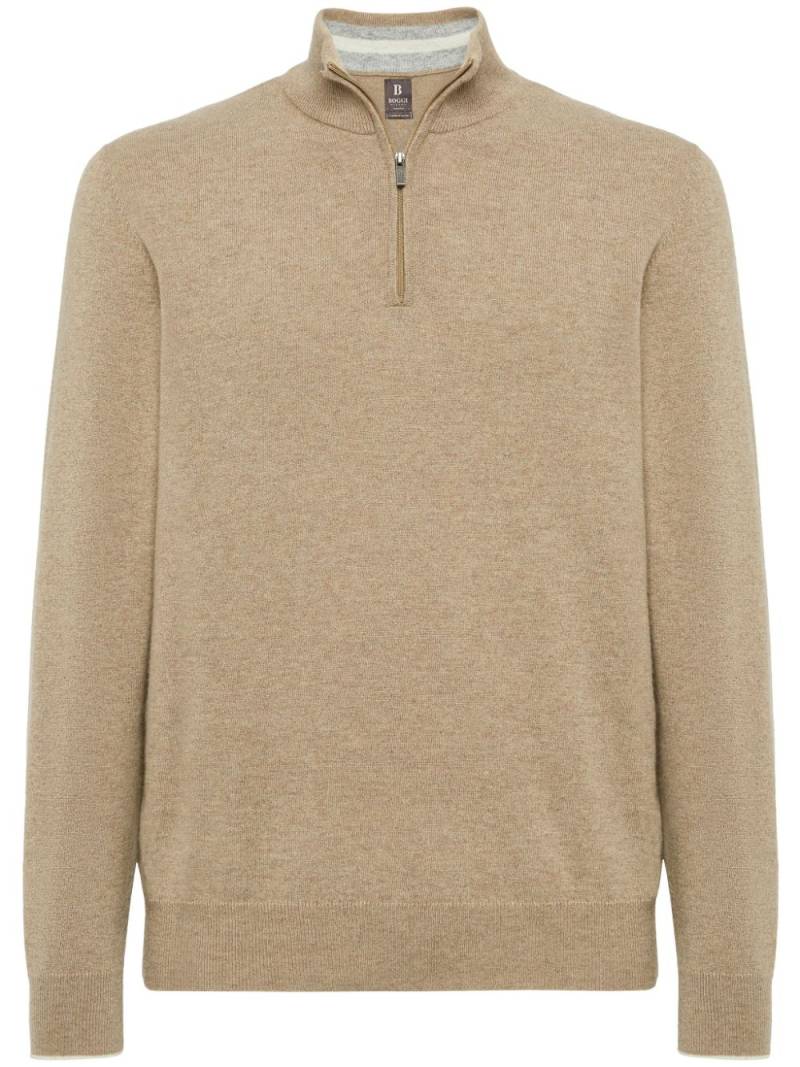 Boggi Milano half-zip cashmere sweater - Neutrals von Boggi Milano