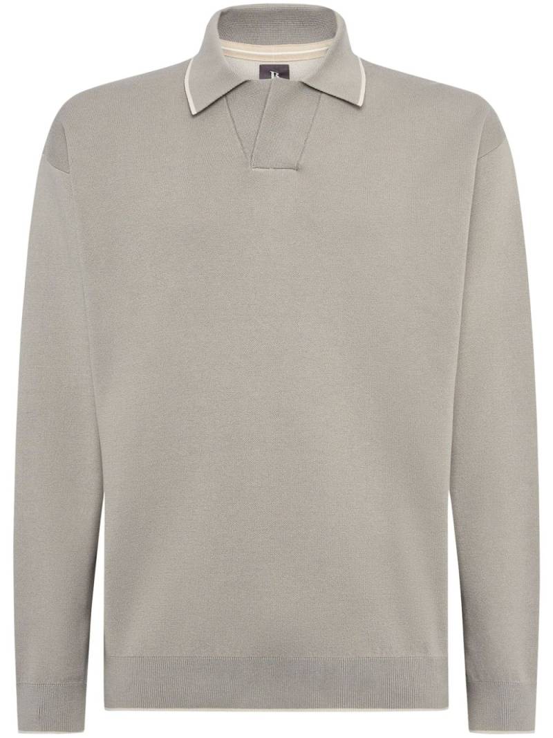 Boggi Milano Taupe Polo Jumper In Organic Cotton And Nylon - Grey von Boggi Milano