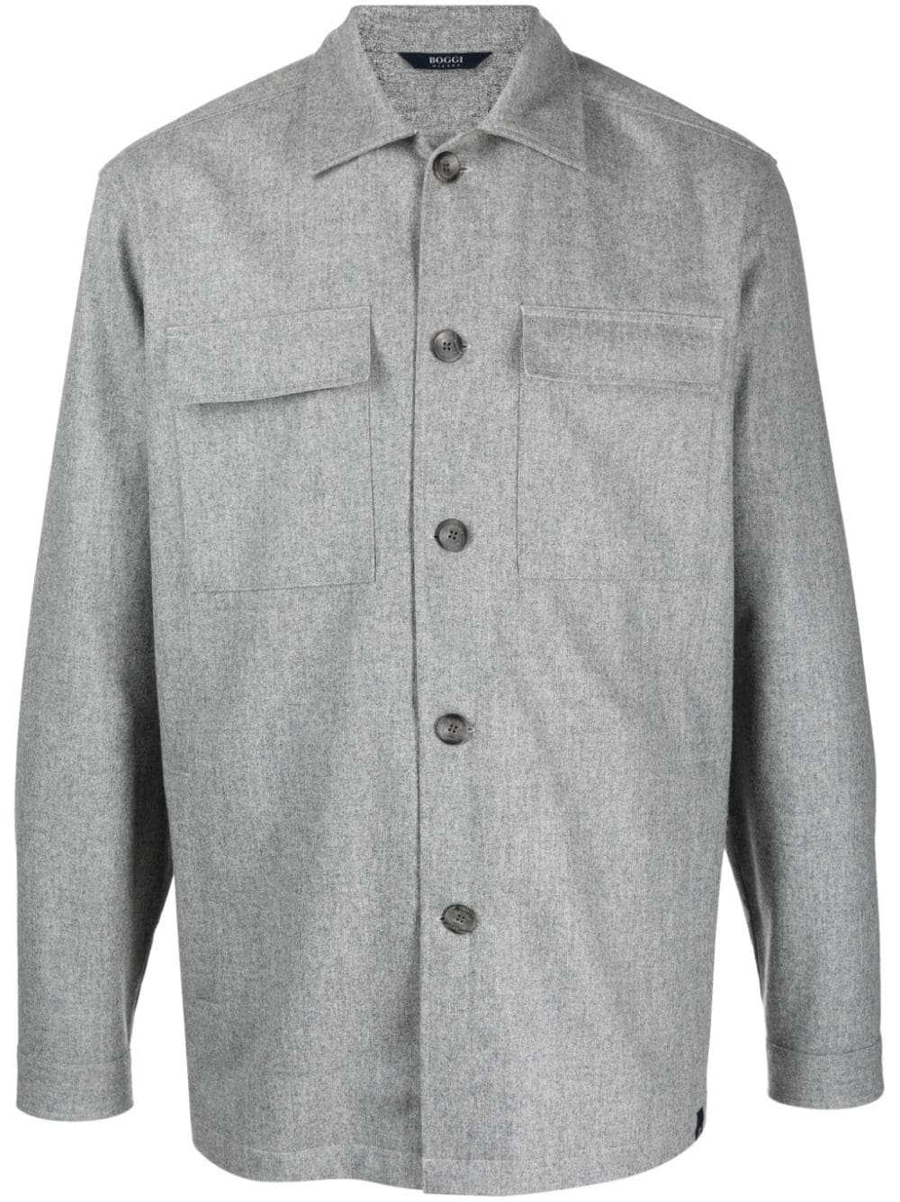 Boggi Milano button-up wool shirt jacket - Grey von Boggi Milano