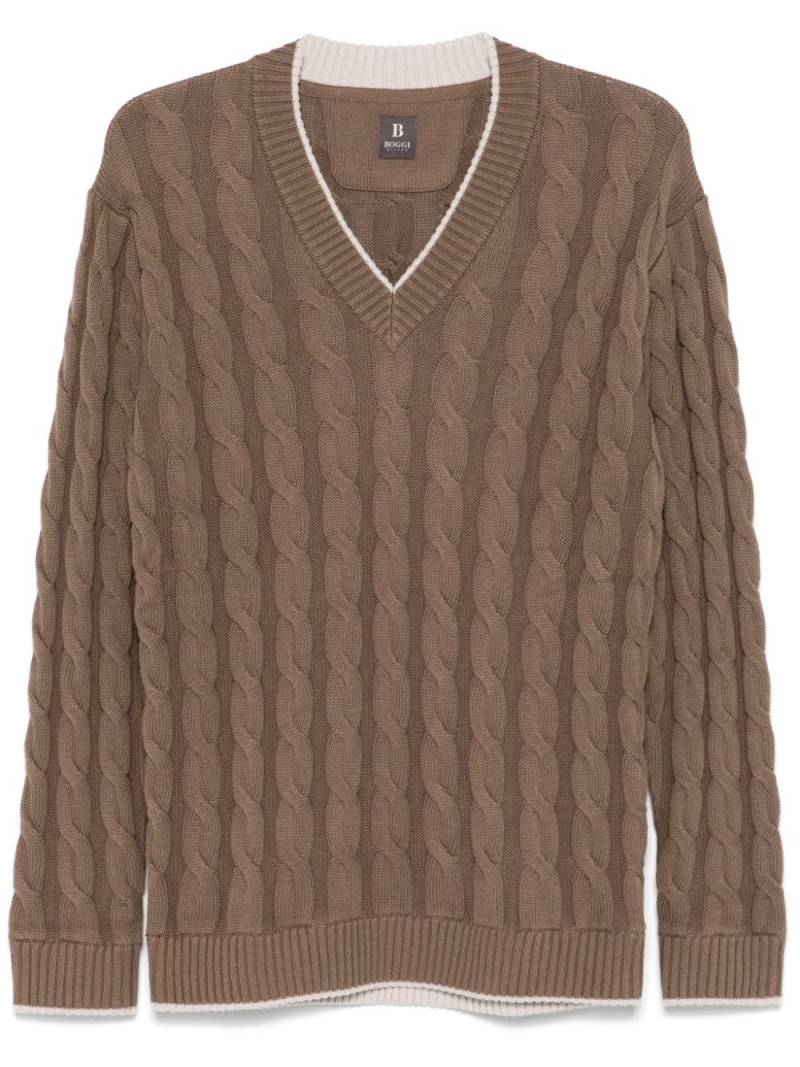 Boggi Milano cable-knit sweater - Brown von Boggi Milano