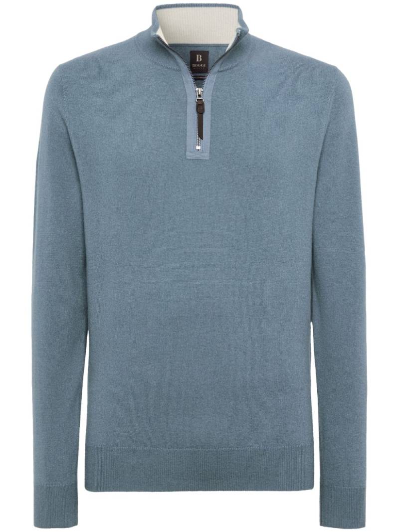 Boggi Milano cashmere half-zip jumper - Blue von Boggi Milano