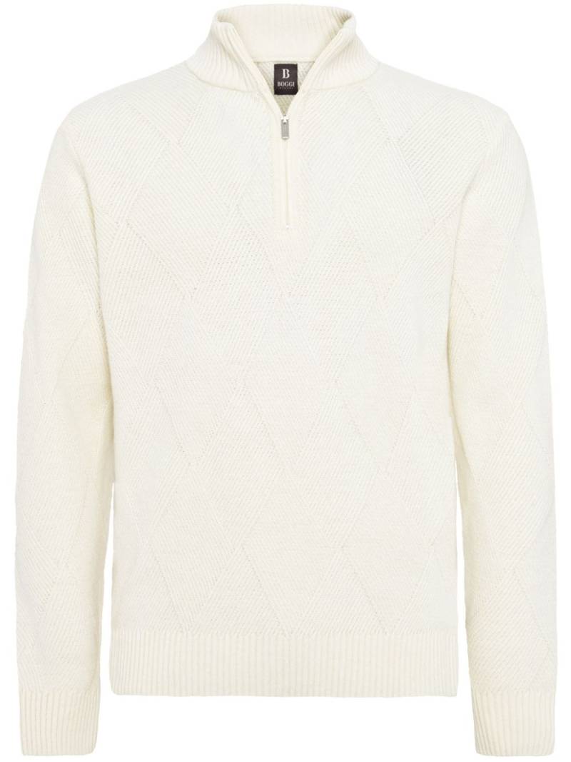 Boggi Milano half zip sweater - White von Boggi Milano